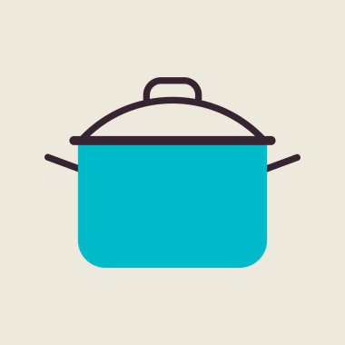 Tencere rengi düz simge. Tencere ya da tava işareti. Yemek pişirme web sitesi tasarımı, logo, uygulama, UI için grafik sembolü