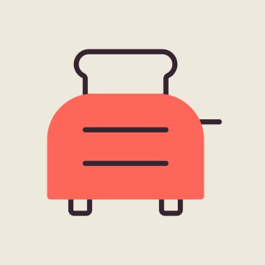 Kızarmış ekmek kızartma makinesi vektör renk simgesi. Mutfak aletleri. Yemek pişirme web sitesi tasarımı, logo, uygulama, UI için grafik sembolü
