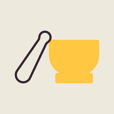 Havan ve Pestle vektör rengi düz simge. Mutfak aletleri. Yemek pişirme web sitesi tasarımı, logo, uygulama, UI için grafik sembolü