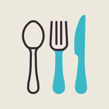Kaşık çatalı ve bıçak vektör rengi düz simge. Yemek pişirme web sitesi tasarımı, logo, uygulama, UI için grafik sembolü