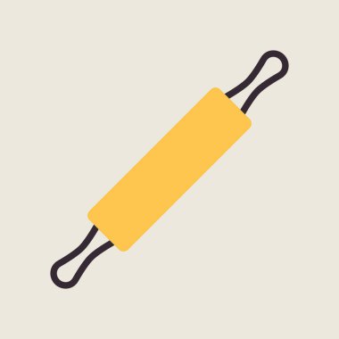 Tahta yuvarlanan pin pompa vektör rengi düz simge. Mutfak aletleri. Yemek pişirme web sitesi tasarımı, logo, uygulama, UI için grafik sembolü