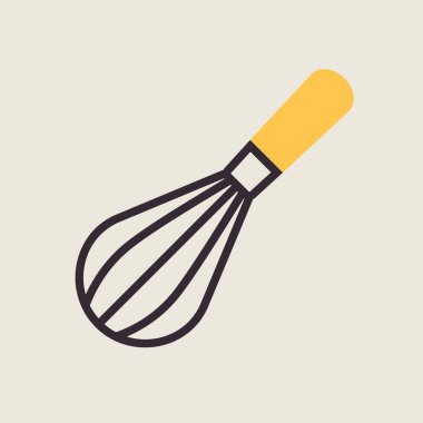 Renk simgesini karıştırmak ve çırpmak için balon çırpma fırçası. Mutfak aletleri. Yemek pişirme web sitesi tasarımı, logo, uygulama, UI için grafik sembolü