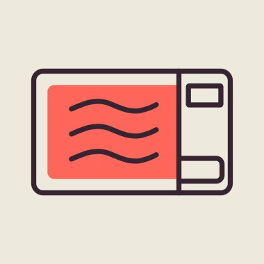 Mikrodalga vektör rengi düz simge. Elektrikli mutfak aletleri. Yemek pişirme web sitesi tasarımı, logo, uygulama, UI için grafik sembolü