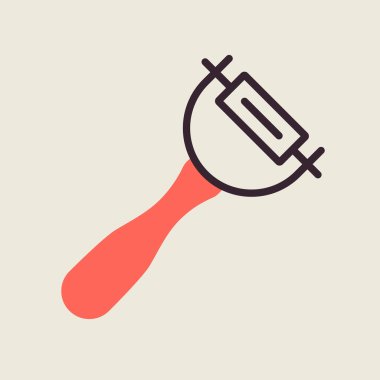 Soyucu vektör renk düz simgesi. Patates soyacağı işareti. Mutfak aletleri. Yemek pişirme web sitesi tasarımı, logo, uygulama, UI için grafik sembolü