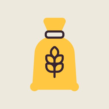 Torba unu vektör rengi düz simge. Mutfak aletleri. Yemek pişirme web sitesi tasarımı, logo, uygulama, UI için grafik sembolü