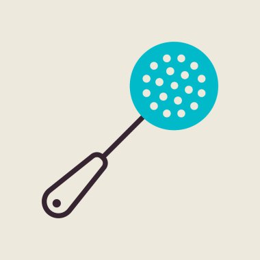 Skimmer vektör renk düz simgesi. Mutfak aletleri. Yemek pişirme web sitesi tasarımı, logo, uygulama, UI için grafik sembolü