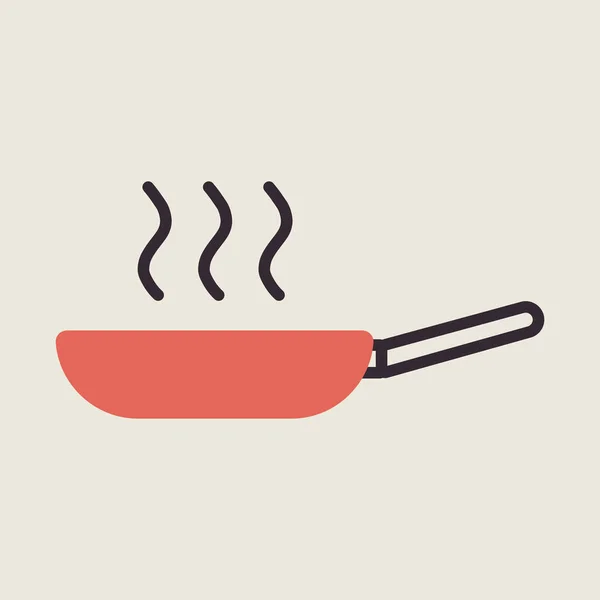 Frittierpfanne Vektor Farbe Flaches Symbol Küchengerät Grafik Symbol Für Das — Stockvektor