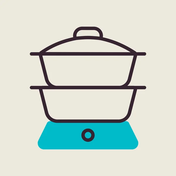 Doppelte Kesselvektorfarbe Flaches Symbol Küchengerät Grafik Symbol Für Das Kochen — Stockvektor