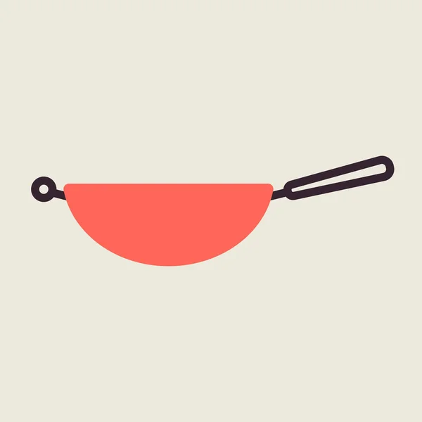 Wok Sartén Vector Color Icono Plano Aparato Cocina Símbolo Gráfico — Vector de stock