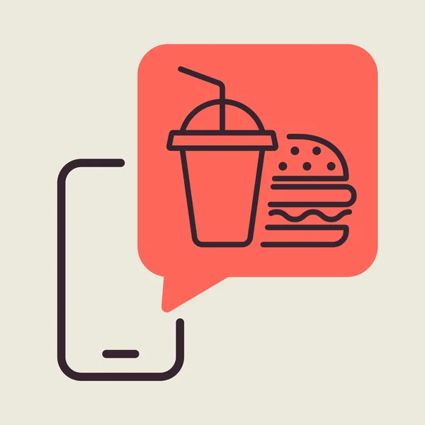 Service Livraison Restauration Rapide Vecteur Icône Plate Burger Avec Symbole — Image vectorielle