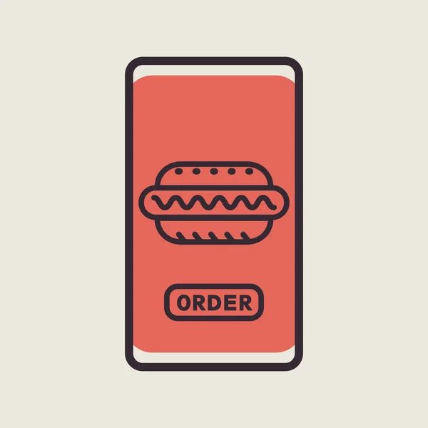 Fast Food Usługi Wektor Płaska Ikona Symbol Hot Doga Aplikacja — Wektor stockowy
