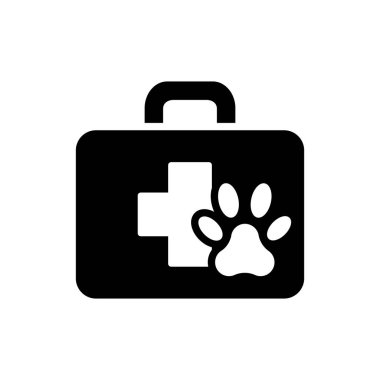 Evcil hayvan ilk yardım seti vektör simgesi. Klinik kutusu. Evcil hayvan ve veteriner web sitesi ve uygulama tasarımı, logo, uygulama, UI için grafik sembolü