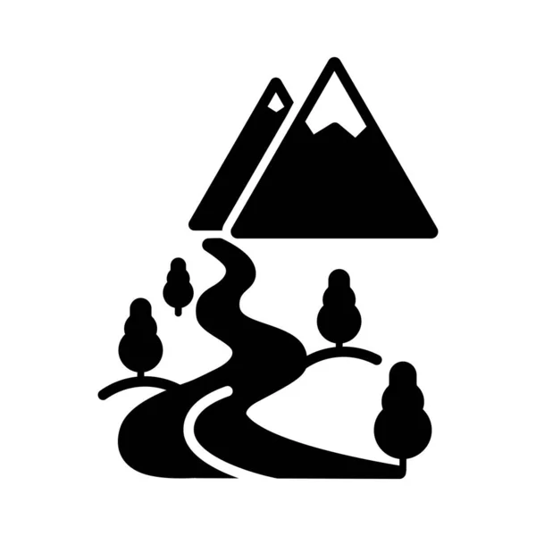 Icône Glyphe Vectoriel Montagne Rivière Signe Naturel Symbole Graphique Pour — Image vectorielle