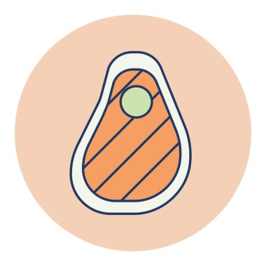 Biftek vektörü düz ikon yiyecek eti. Barbekü ve bbq ızgara tabelası. Yemek pişirme web sitesi ve uygulama tasarımı, logo, uygulama, UI için grafik sembolü