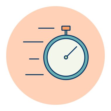 Hızlı teslimat vektörü düz simgesi. Kronometreyi çalıştır. Teslimat tabelası. Yemek pişirme web sitesi ve uygulama tasarımı, logo, uygulama, UI için grafik sembolü