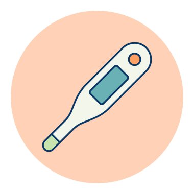 Elektronik tıbbi termometre vektör düz simge. İlaç ve tıbbi destek işareti. Tıbbi web sitesi ve uygulama tasarımı için grafik sembolü, logo, uygulama, UI