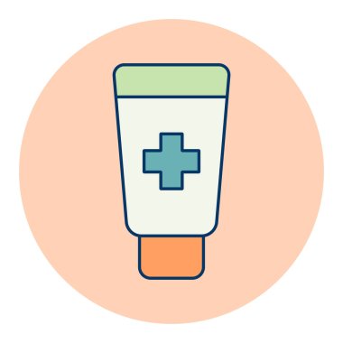 Merhem krem tüpü ilaç vektör düz simge. İlaç ve tıbbi destek işareti. Tıbbi web sitesi ve uygulama tasarımı için grafik sembolü, logo, uygulama, UI
