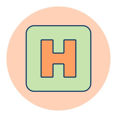 Hastane vektör düz simgesi. İlaç ve sağlık sigortası, tıbbi destek işareti. Tıbbi web sitesi ve uygulama tasarımı için grafik sembolü, logo, uygulama, UI