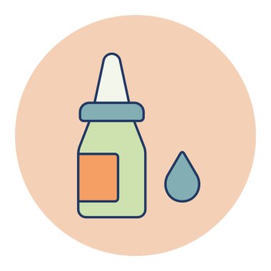 Göz vektör düz simgesini düşürür. Burun damlası. İlaç ve sağlık sigortası, tıbbi destek işareti. Tıbbi web sitesi ve uygulama tasarımı için grafik sembolü, logo, uygulama, UI