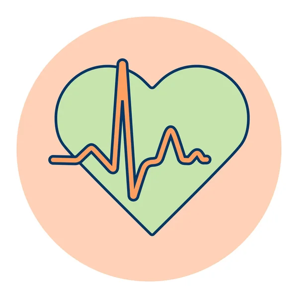 Cardiograma Cardíaco Vetor Cardíaco Ícone Plano Sinal Medicina Assistência Médica — Vetor de Stock