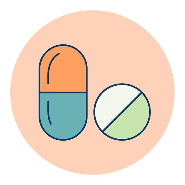 Таблетки Таблетки Векторный Плоский Значок Медицина Здравоохранение Медицинская Поддержка Графический — стоковый вектор