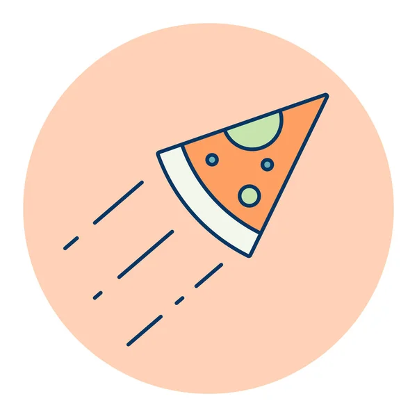 Kawałek Pizzy Wektor Płaska Ikona Symbol Szybkiej Dostawy Żywności Znak — Wektor stockowy