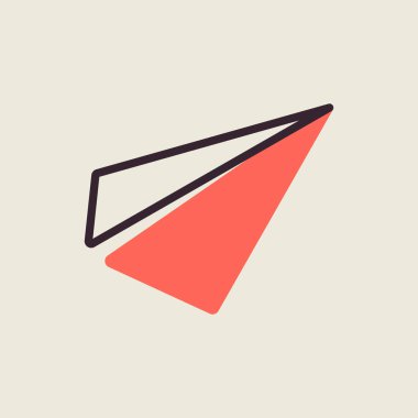 Kağıt uçak, mesaj düzlüğü simgesi. E-ticaret tabelası. Web sitenizin tasarımı için grafik sembolü, logo, uygulama, UI. Vektör illüstrasyonu, EPS10.