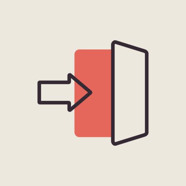 Giriş simgesi modada izole edildi. E-ticaret tabelası. Web sitenizin tasarımı için grafik sembolü, logo, uygulama, UI. Vektör illüstrasyonu, EPS10.