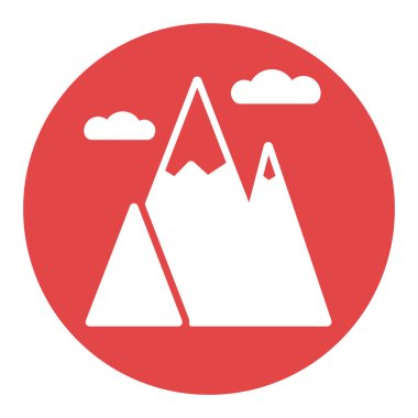 Dağlar vektör sembolü izole edilmiş ikon. Doğa işareti. Seyahat ve turizm web sitesi ve uygulama tasarımı, logo, uygulama, UI için grafik sembolü