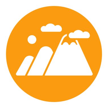 Dağlar vektör sembolü izole edilmiş ikon. Doğa işareti. Seyahat ve turizm web sitesi ve uygulama tasarımı, logo, uygulama, UI için grafik sembolü