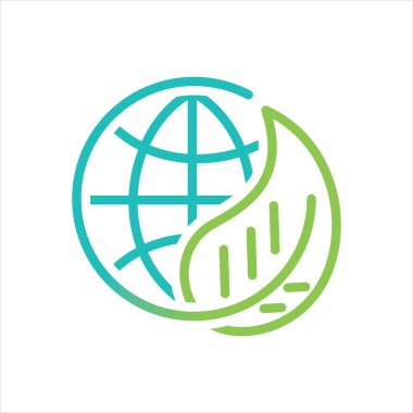 Gezegen ve yaprak logosu taşıyıcısı. Dünya ve eko sembolü veya simgesi. Eşsiz küre ve organik logoti