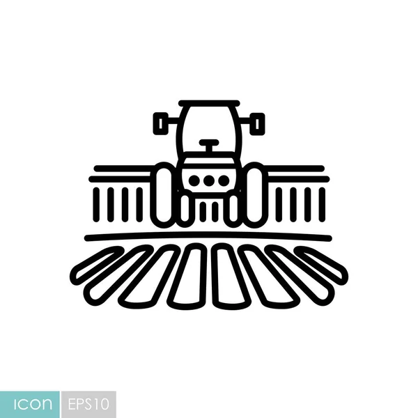 Τρακτέρ Επεξεργάζεται Μια Εικόνα Αγροτικό Τοπίο Σήμανση Γεωργίας Σύμβολο Γραφήματος — Διανυσματικό Αρχείο