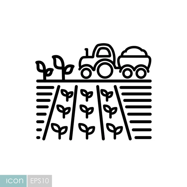 Tractor Campo Cosecha Plántulas Icono Plano Signo Agricultura Símbolo Gráfico — Archivo Imágenes Vectoriales