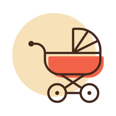 Bebek arabası, taşıyıcı vektör ikonu. Çocuklar ve yeni doğmuş bebekler için grafik sembolü Web sitesi ve uygulama tasarımı, logo, uygulama, UI