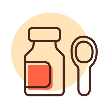 Şurup şurubu şişe vektör ikonu. İlaç ve sağlık sigortası, tıbbi destek işareti. Tıbbi web sitesi ve uygulama tasarımı için grafik sembolü, logo, uygulama, UI