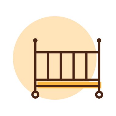 Klasik ahşap bebek beşiği taşıyıcı ikonu. Çocuklar ve yeni doğmuş bebekler için grafik sembolü Web sitesi ve uygulama tasarımı, logo, uygulama, UI