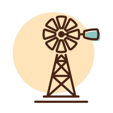 Rüzgar pompası düz simgesi. Tarım işareti. Web sitenizin tasarımı için grafik sembolü, logo, uygulama, UI. Vektör illüstrasyonu, EPS10.