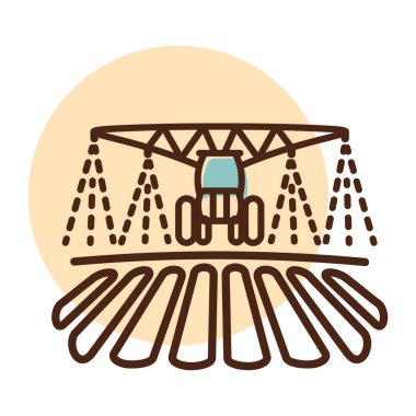 Çekici sulama, toprak ve gübre alan ikonu. Tarım işareti. Web sitenizin tasarımı için grafik sembolü, logo, uygulama, UI. Vektör illüstrasyonu, EPS10.