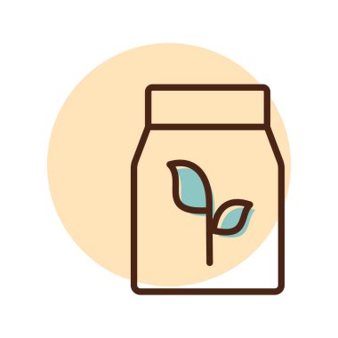 Gübre paketi vektör simgesi. Tohum paketi işareti. Tarım, bahçe ve bitkiler için grafik sembolü Web sitesi ve uygulama tasarımı, logo, uygulama, UI