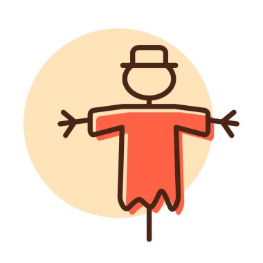 Korkuluk vektörü tasarım simgesini izole etti. Tarım, bahçe ve bitkiler için grafik sembolü Web sitesi ve uygulama tasarımı, logo, uygulama, UI