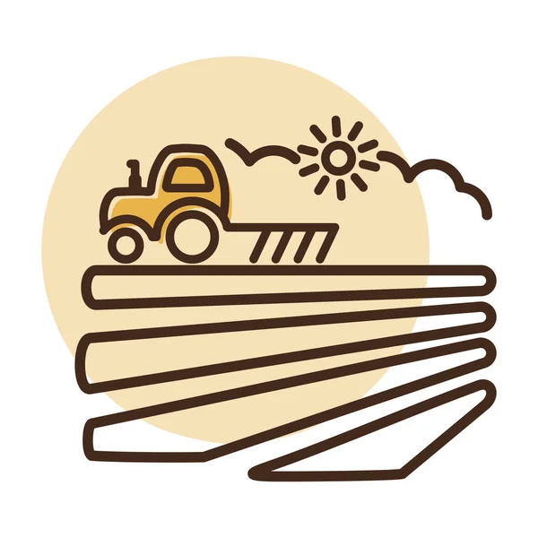 Tractor Arada Campo Antes Sembrar Icono Trabajos Campo Primavera Otoño — Vector de stock