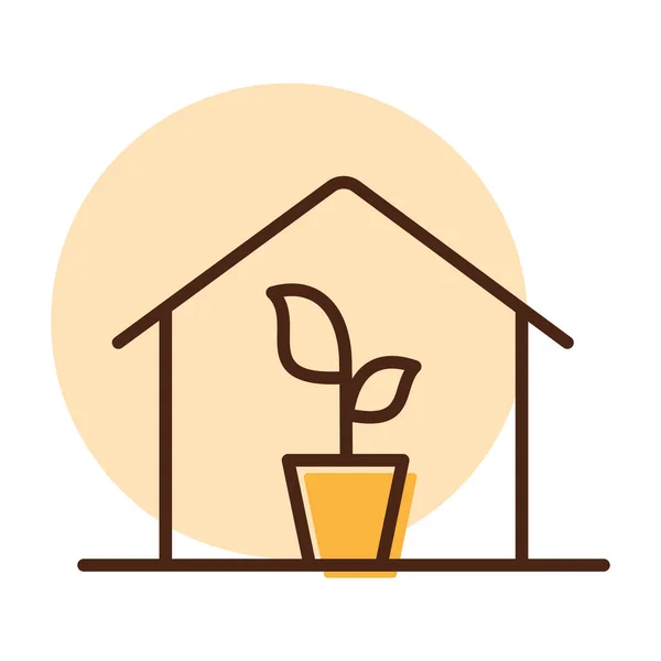 Üvegház Palántákkal Vektor Ikonjában Grafikon Szimbólum Mezőgazdaság Kert Növények Webhely — Stock Vector