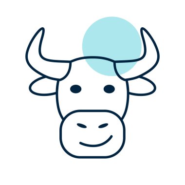Boğa izole edilmiş ikon. Çiftlik hayvanı vektör çizimi. Tarım işareti. Web sitenizin tasarımı için grafik sembolü, logo, uygulama, UI. EPS10.