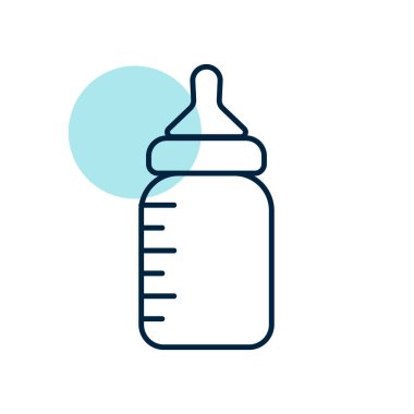 Bebek besleme şişesi izole vektör ikonu. Çocuklar ve yeni doğmuş bebekler için grafik sembolü Web sitesi ve uygulama tasarımı, logo, uygulama, UI