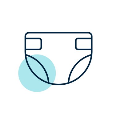 Bebek bezi tasarım ikonu. Çocuklar ve yeni doğmuş bebekler için grafik sembolü Web sitesi ve uygulama tasarımı, logo, uygulama, UI