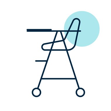 Bebek koltuğu vektör simgesi. Çocuklar ve yeni doğmuş bebekler için grafik sembolü Web sitesi ve uygulama tasarımı, logo, uygulama, UI
