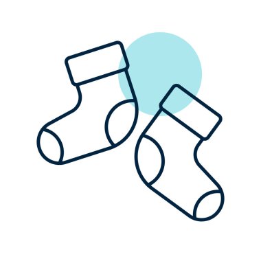 Bebek çorapları izole edilmiş vektör ikonu. Çocuklar ve yeni doğmuş bebekler için grafik sembolü Web sitesi ve uygulama tasarımı, logo, uygulama, UI