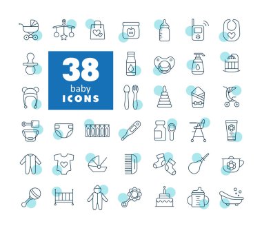 Bebeğim, tek başına beslenme ve bakım ikonları hazır. Çocuklar ve yeni doğmuş bebekler için grafik sembolü Web sitesi ve uygulama tasarımı, logo, uygulama, UI