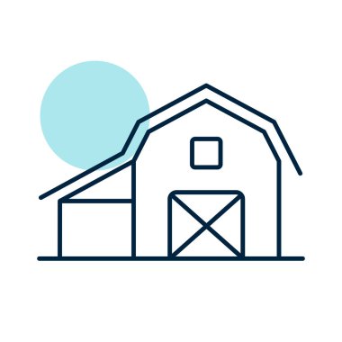 Barn izole ikonu. Çiftlik hayvanı işareti. Web sitenizin tasarımı için grafik sembolü, logo, uygulama, UI. Vektör illüstrasyonu