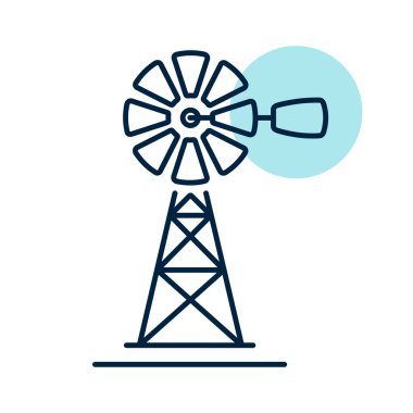 Rüzgar pompası ikonu. Tarım işareti. Web sitenizin tasarımı için grafik sembolü, logo, uygulama, UI. Vektör illüstrasyonu, EPS10.